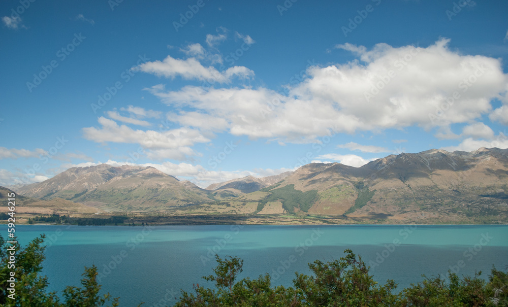 Scenic view of Lake Wakatipu, Glenorchy Queenstown Road, South I