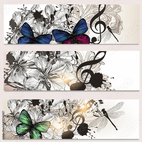 Floral business cards set for design