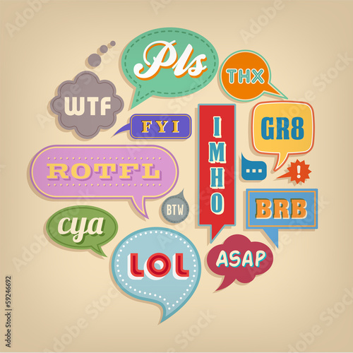 Comic bubbles with popular Acronyms & Abbreviations