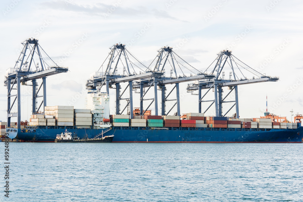 Cargo sea port and Sea cargo cranes Cargo sea port and Sea cargo cranes