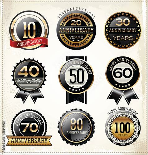 Anniversary sign collection, retro design