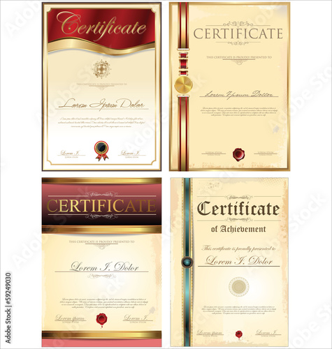 Certificate template, set