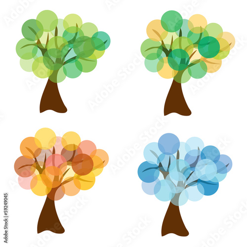 set of vector four seasons trees