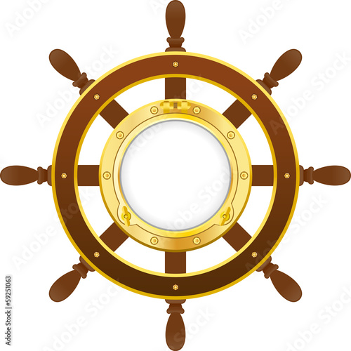 ship wheel with porthole