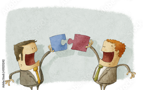 Business people collaborate puzzle