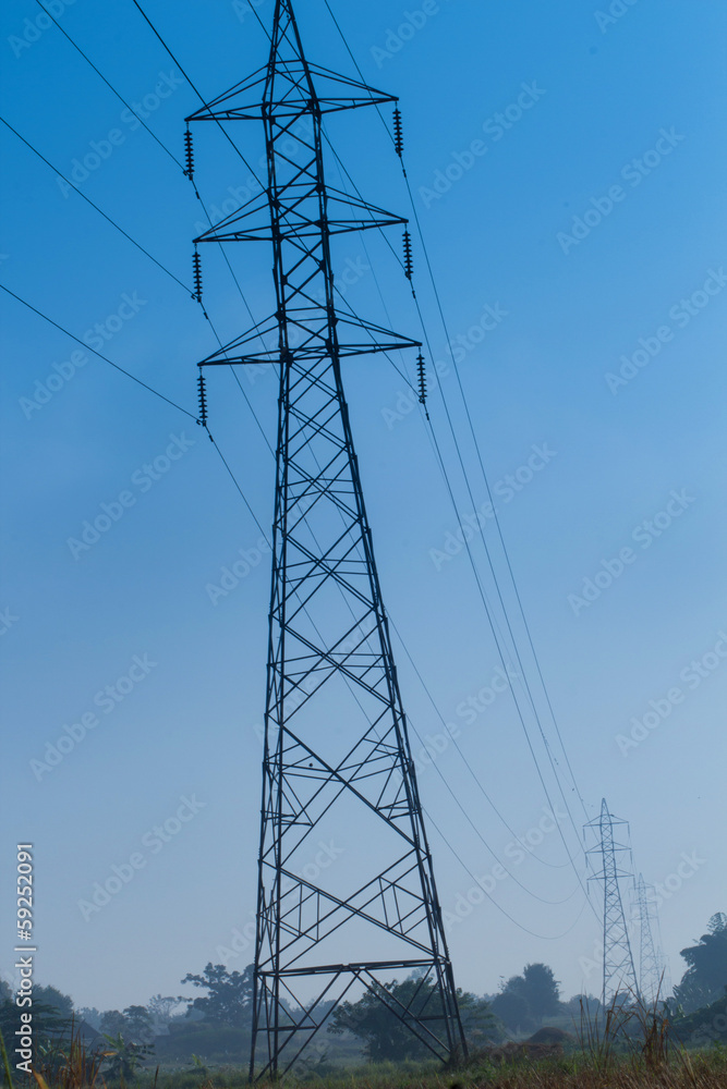 Electric power station on blue sky Electric power station on blue sky