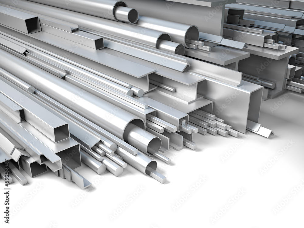 pipes metal profiles heavy industry. white background pipes metal profiles heavy industry. white background