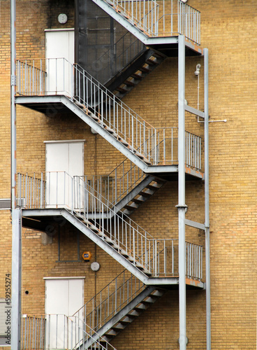 Emergency stairs on the facade of a building in London