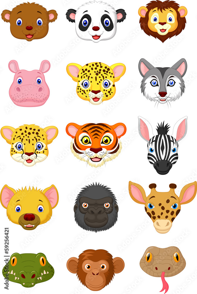 Wild animal head cartoon1 Wild animal head cartoon1