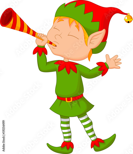 Elf cartoon with trumpet