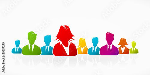 Happy cheerful business silhouettes expressing unity