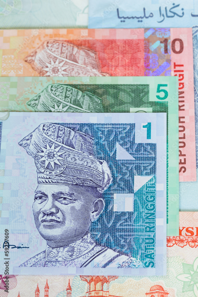 Fototapeta premium Malaysian money ringgit banknote close-up