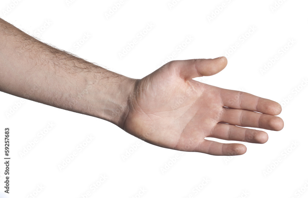 Empty open hand on white background Empty open hand on white background