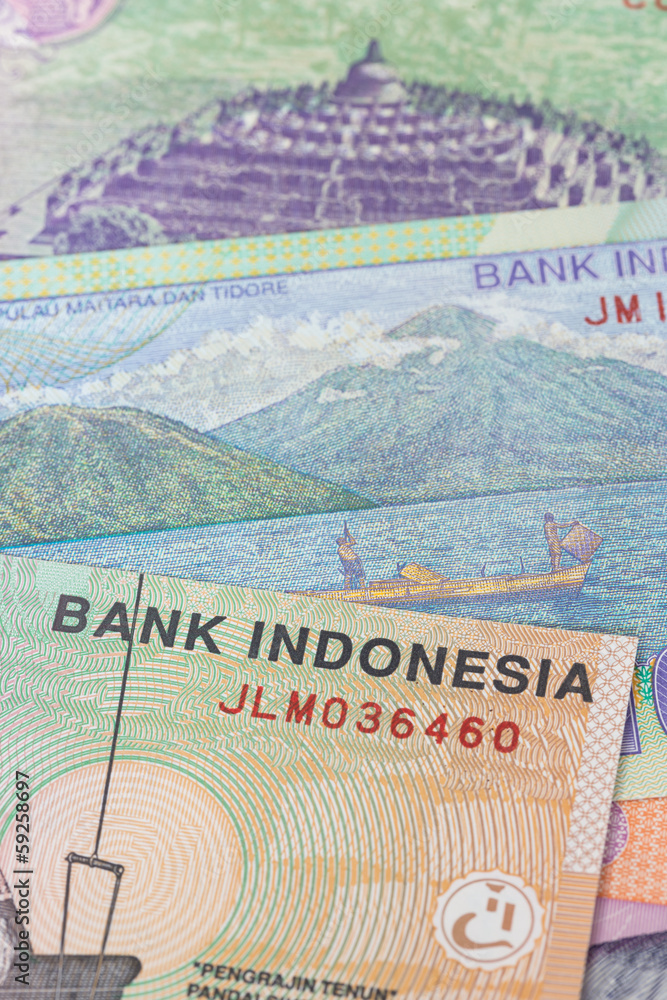 Obraz premium Indonesian money rupiah banknote close-up