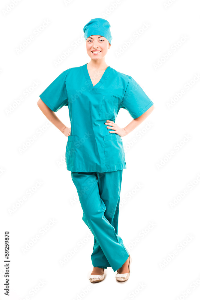 female intern nurse isolated on white background female intern nurse isolated on white background
