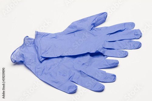 Blue latex gloves, horizontal © Burlingham