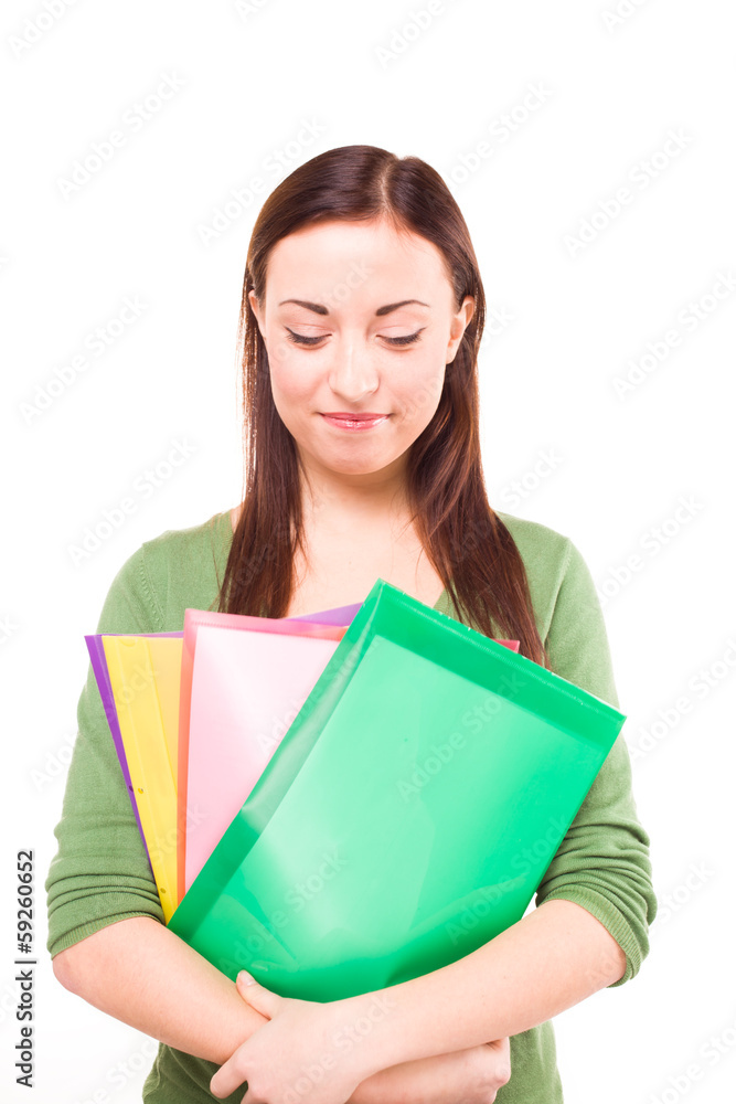 Beautiful student girl with books. Isolated Beautiful student girl with books. Isolated