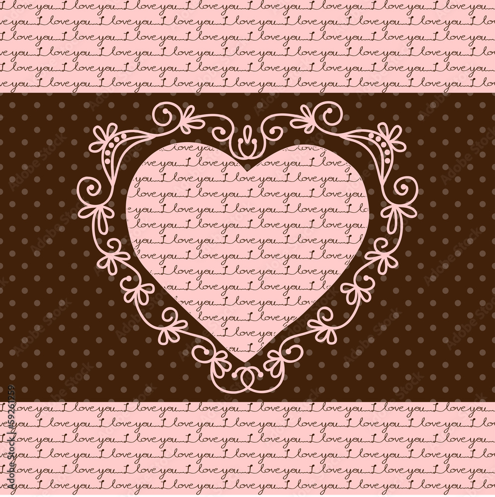 Valentine's day background with hand-drawn heart frame