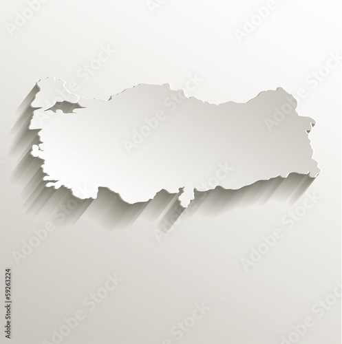 Turkey map card paper 3D natural vector