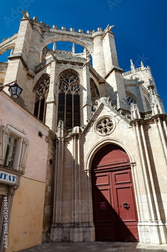 Back entrance to Saint Just Cathedral at Narbonne in France photo