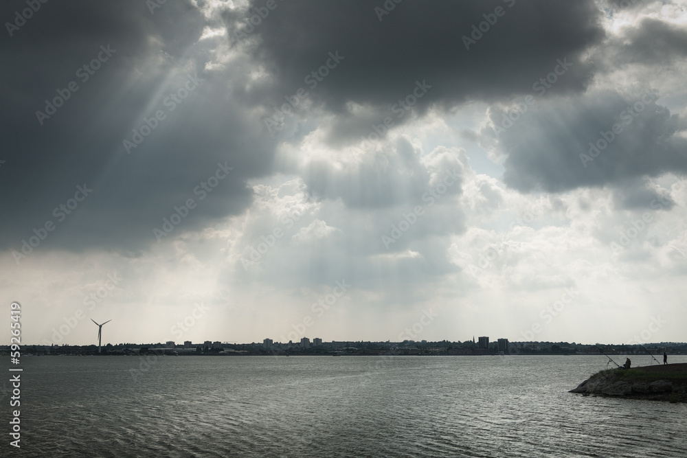 Cloudy skyline over the River Thames