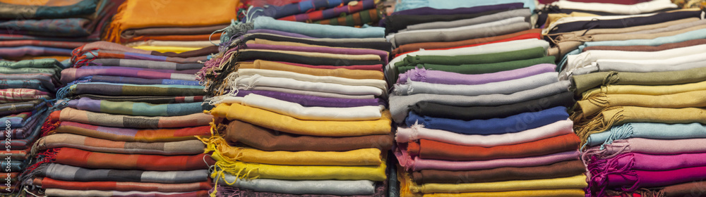 Pile of multicolored fabrics