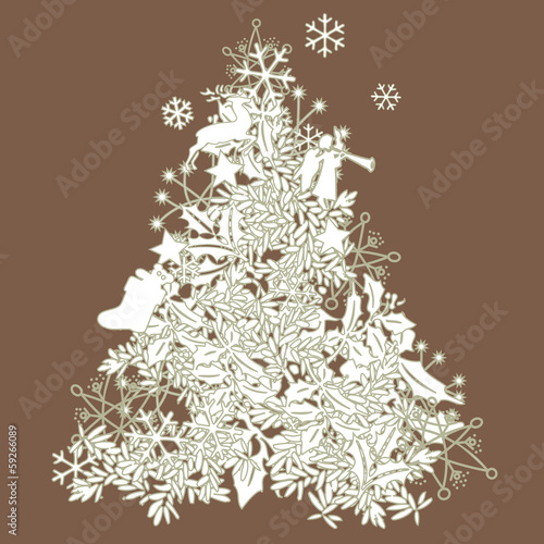 Weihnachtsbaum auf braunem Hintergrund