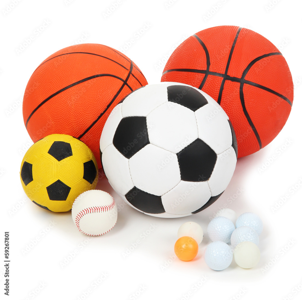Different balls, isolated on white Different balls, isolated on white