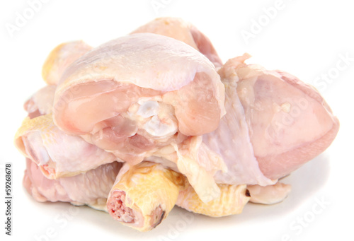 Raw chicken legs isolated on white