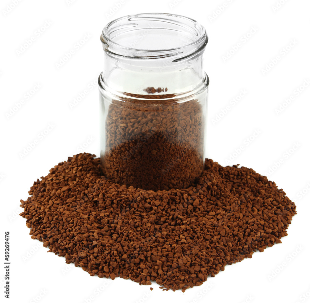 Jar of instant coffee isolated on white Jar of instant coffee isolated on white