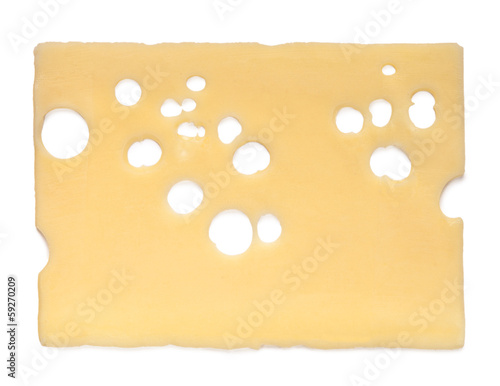 Slice of cheese isolated on a white background