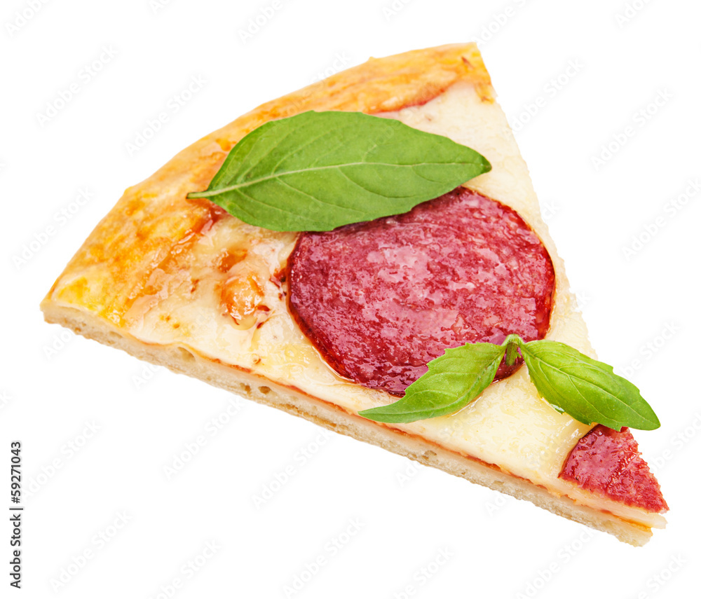 Slices Pepperoni Pizza, isolated on white background Slices Pepperoni Pizza, isolated on white background