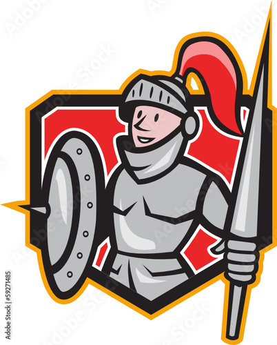 Knight Shield Lance Crest Cartoon