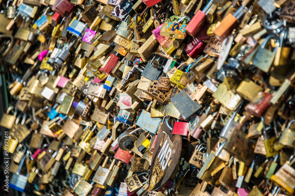 Fototapeta premium Locks of love at Paris bridge