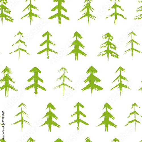Grungy chrismas tree seamless pattern