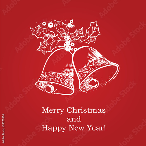 Retro Christmas card with bells