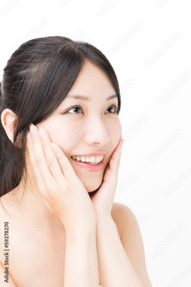 attractive asian woman beauty image on white background