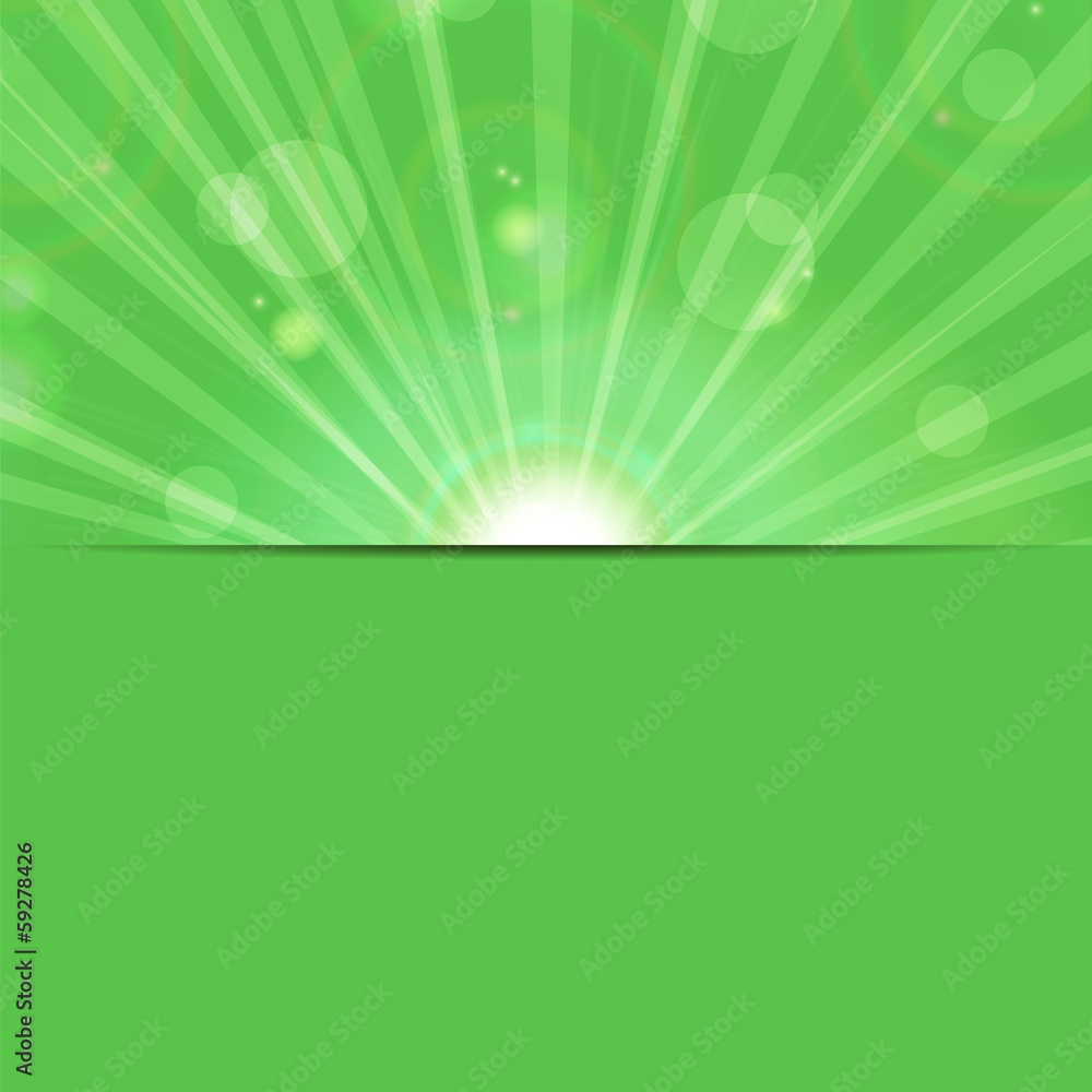 abstract background.sunbeams on a green background.eco backgroun