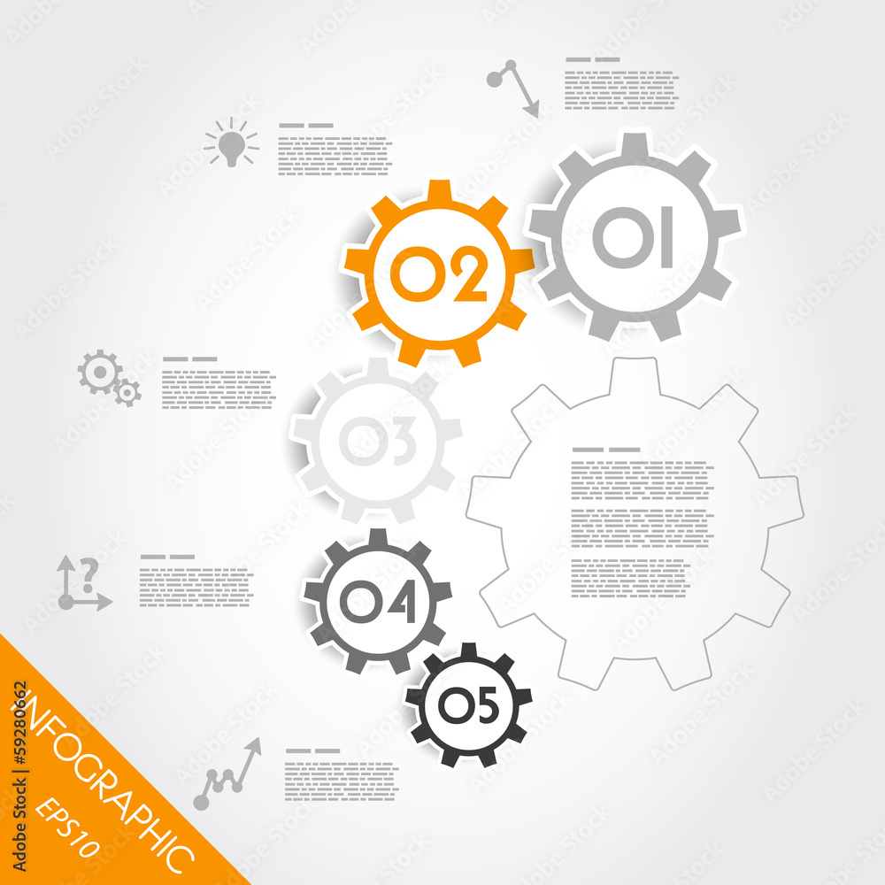 orange infographic gears in arc orange infographic gears in arc