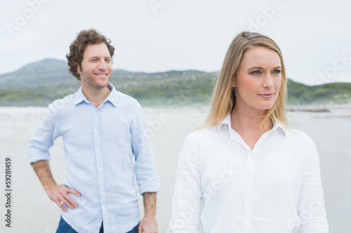 Portrait of a casual young couple at beach