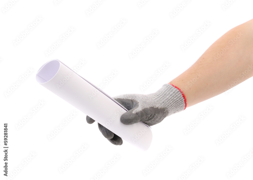 Hand holding rolled paper. Hand holding rolled paper.