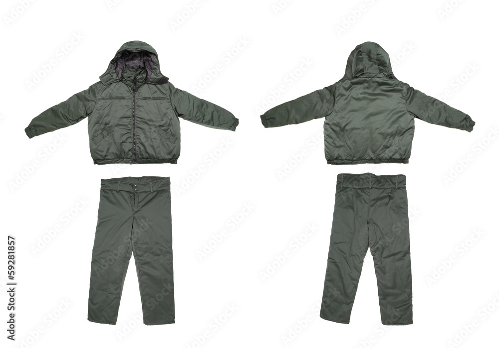 Pair of green work wear. Pair of green work wear.