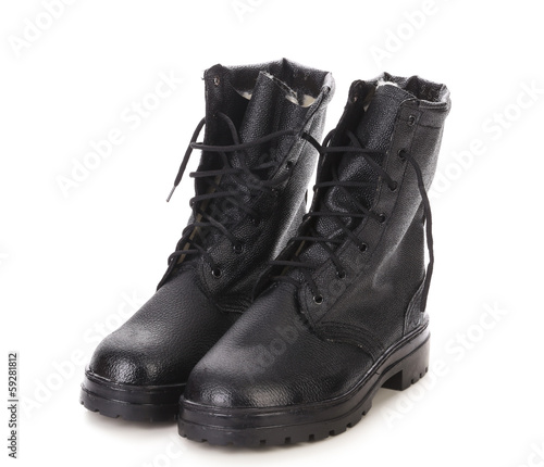 Leather winter black boots.