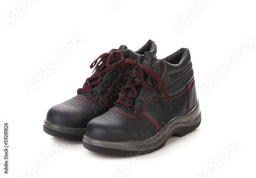 Black man's boots with red lace.