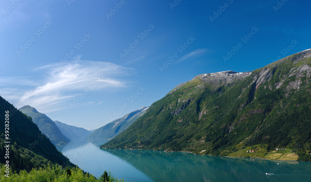 Norwegian fjord and mountains
