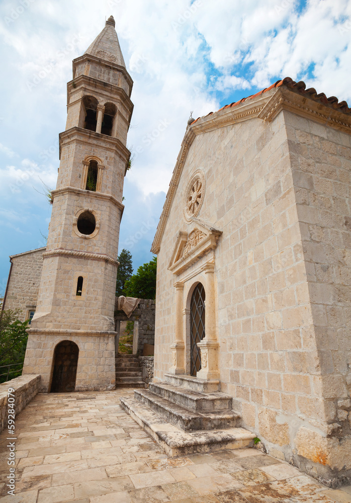 Ancient Venetian church in Perast, Bay of Kotor, Montenegro