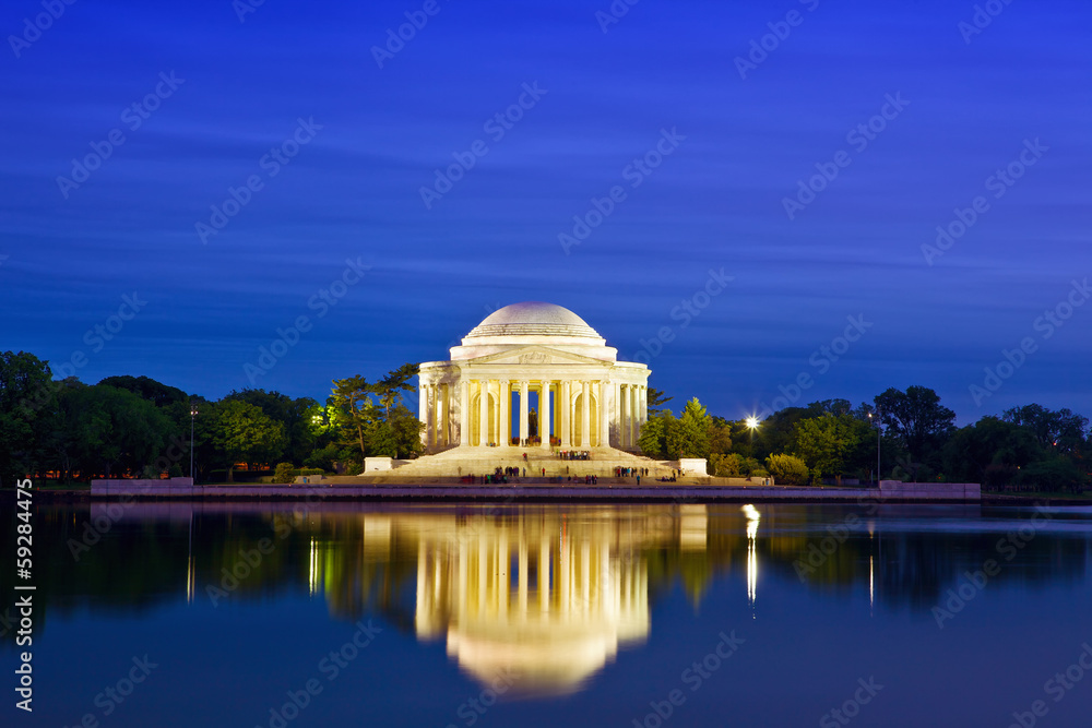 The Jefferson Memorial at dusk, Washington DC, USA