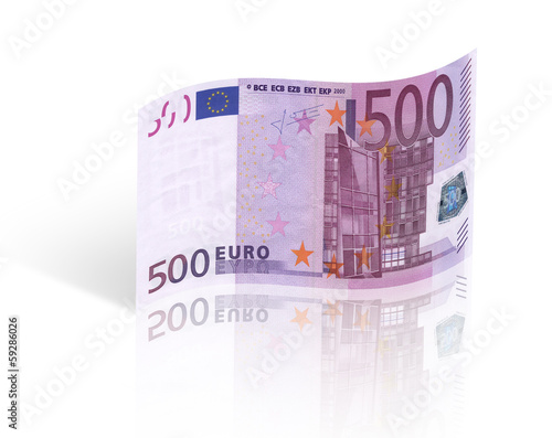 five hundred euro banknote. Isolated on white background
