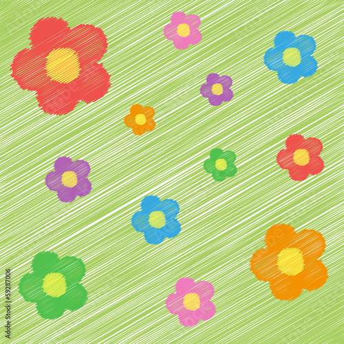 funny bright background with flowers