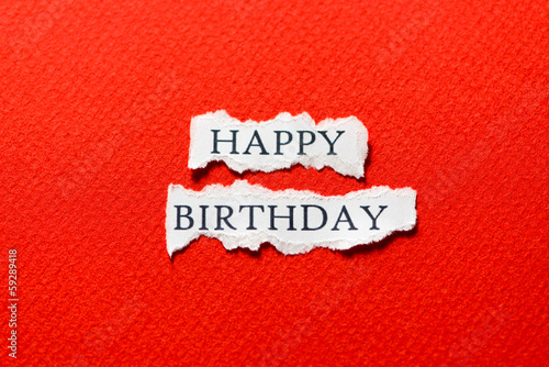 red Happy birthday on scrap...